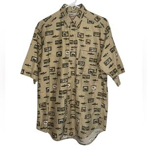 Woolrich Vintage Button Up Short Sleeve Shirt Men’s Size Medium Fish Print